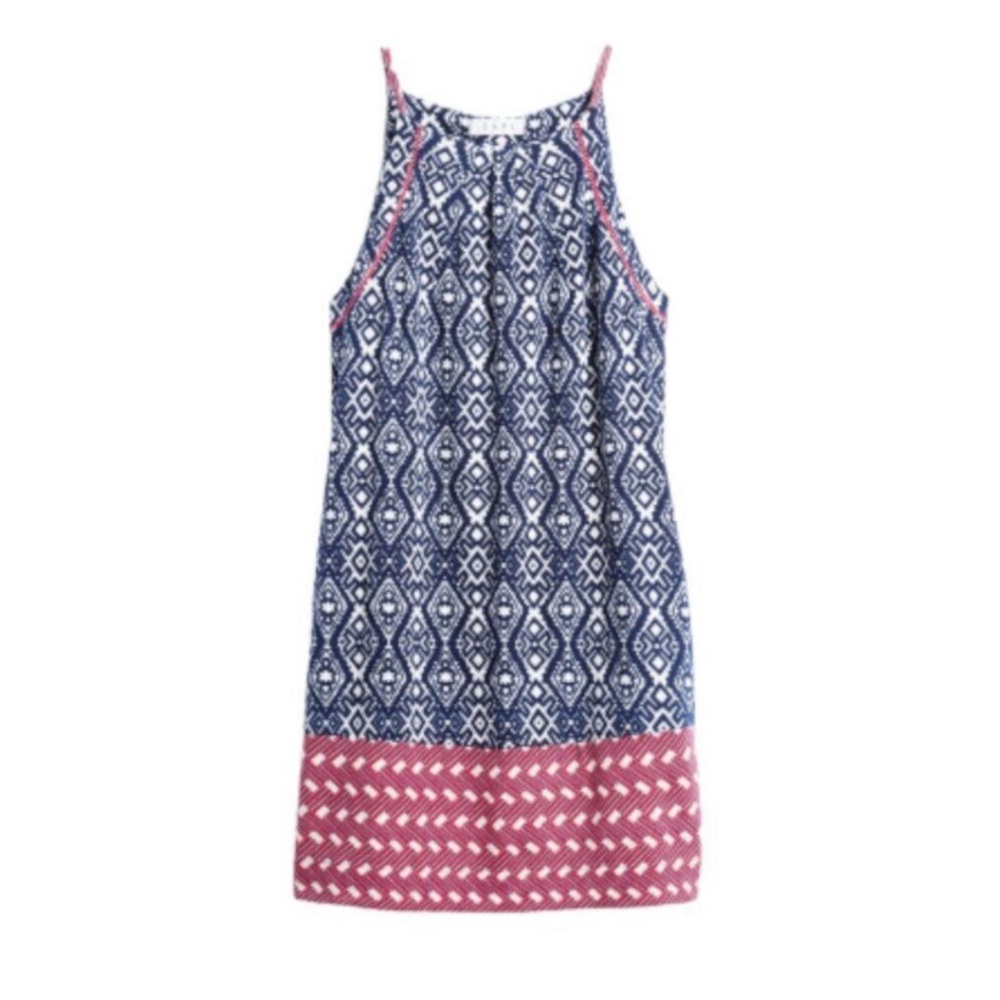 THML x Anthropologie Dress Medium Marlayna Halter Knit Graphic Ikat Pockets